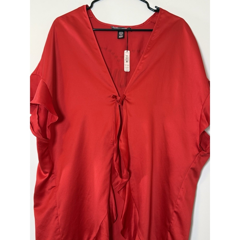 Victorias Secret LOVE Short Red Kimono Robe O/S Heart  Coquette Cover up NWT - Picture 4 of 13